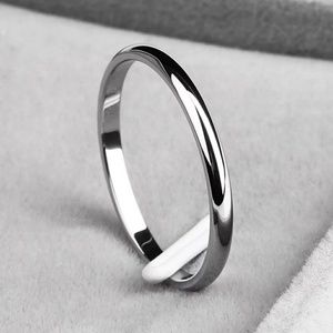 Simple Silver Tone 2mm Band Ring